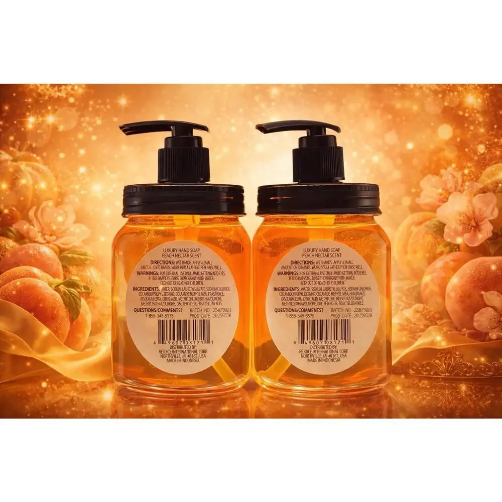 Lot Of 2 - Luxury Hand Soap - Peach Nectar - Soothes/Softens - 12 fl oz/ 354 mL
